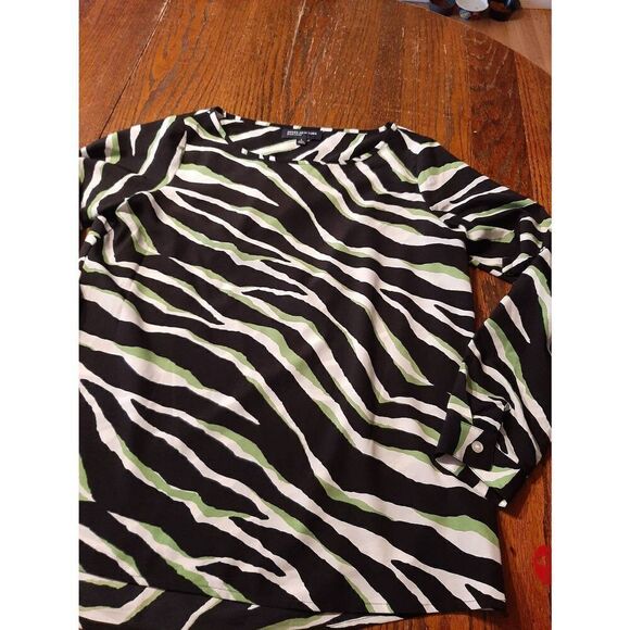 Small Jones New York Signature Zebra Striped Animal Print Blouse - Picture 2 of 3